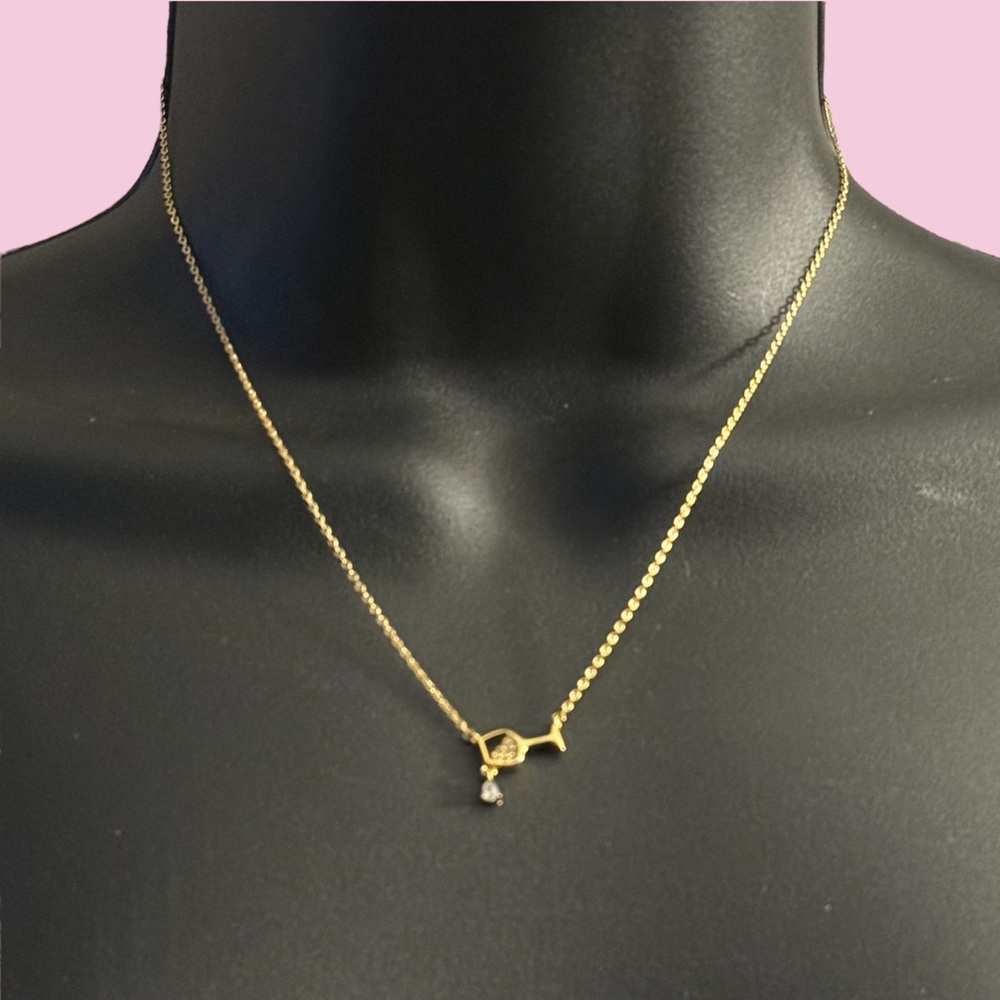 Secret Box 14K gold dipped CZ spilling of wine necklace